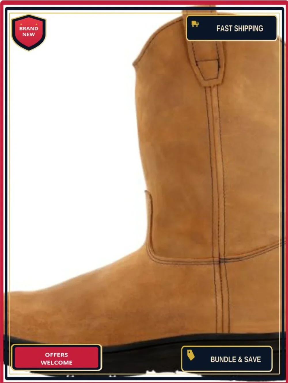 Men's Pull-On Work Boots 11in Leather Steel Shank Oil-Resistant